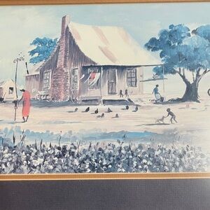 Primitive watercolor folk art C. Cummings 1978 21” x 12”framed and matted 3136